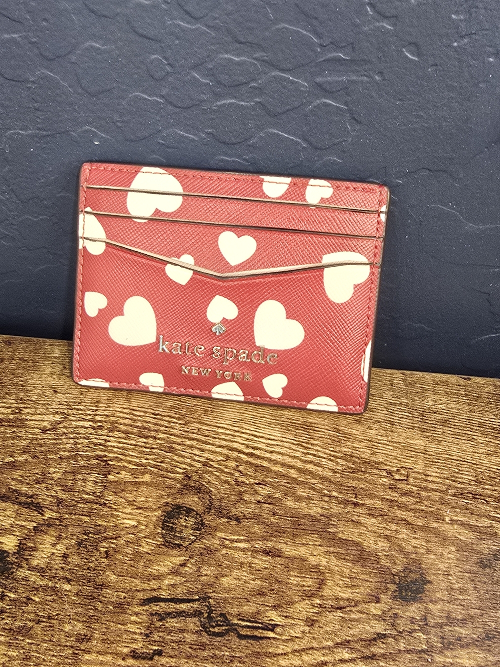 Kate Spade Heart Print Card Holder - Red & Cream